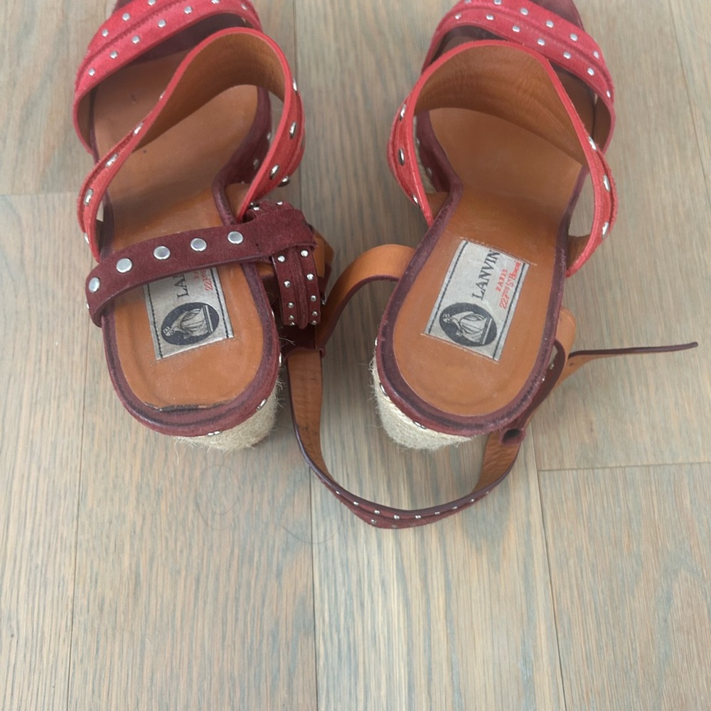 Lanvin Red Espadrilles with Polka Dots
